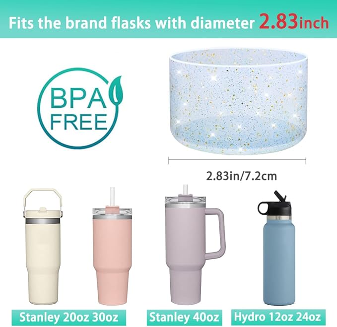 WK IEASON 2 Pcs Tumbler Bottom Protector Boot for Stanley Quencher Adventure 40oz & Stanley IceFlow 20oz 30oz, Stealth Landing-2.83inch Bottom Diameter