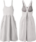 Uaussi Cotton Linen Apron Cross Back Work Apron for Women with Pockets Pinafore Dress X Cross Halter Apron for Chef Gardening