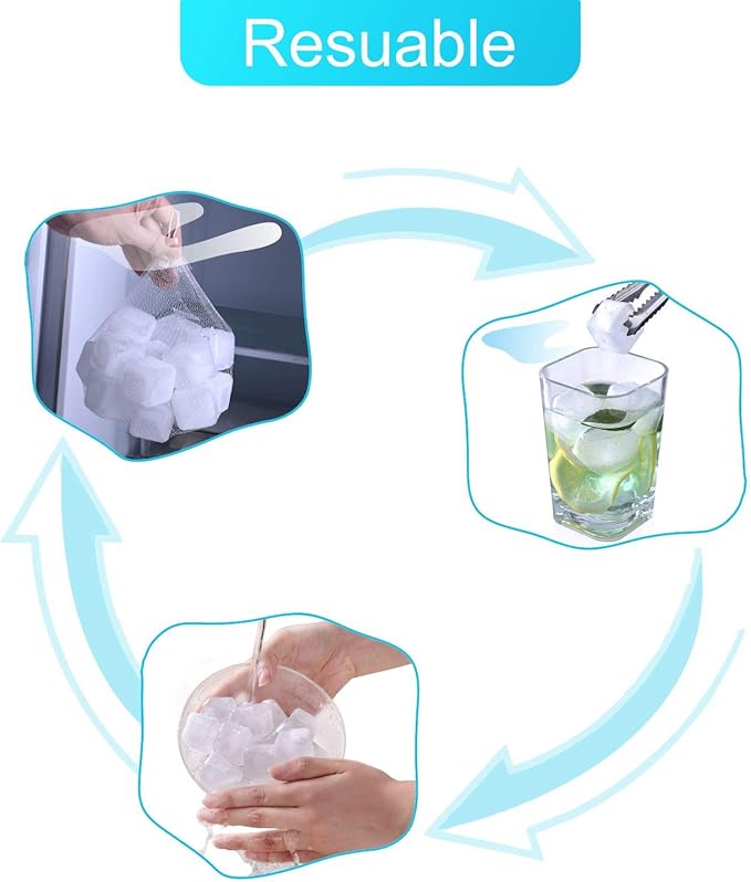 60 Pcs Reuable Ice Cubes White Clear Plastic Ice Cube to Keep Our drinks such as Lemon Wine Water Cool Longer Pretty for Party Wedding Filled With Pure Water