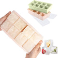 LessMo Ice Cube Tray with Lid - 2 Pack Large Silicone Ice Tray Molds for Freezer, BPA Free, Big Square Ice Cube for Whiskey, Cocktails, Baby Food, Juices