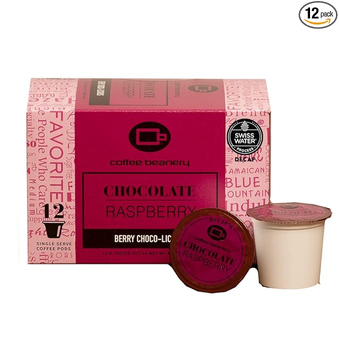 Decaf Chocolate Raspberry Single Serve Coffee Pods | 12ct | SWP Decaf Coffee | Gourmet Flavored Coffee