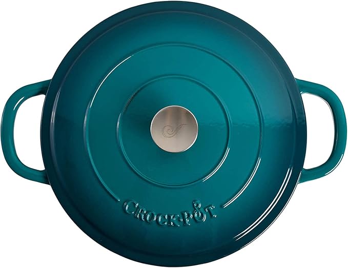Crock-Pot Crock Pot Artisan Enameled Cast Iron Braiser W/Lid, 5 Quart, Teal Ombre