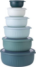 COOK WITH COLOR Prep Bowls with Lids- Wide and Deep Nesting Plastic Small Mixing Bowl Set with Lids, 12 Piece Set - Wide Bowls, Teal