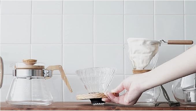 Hario VDGR-02-OV V60 Heat Resistant Glass, Permeable, Coffee Dripper, Olive Wood, 02, Coffee Drip, For 1 to 4 Cups