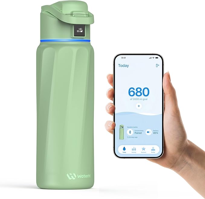 BOOST Smart Water Bottle with Reminder & Tracker, Double Wall Vacuum Insulated Bottles Stainless Steel, 32oz BPA-Free Wide Mouth for Gym, Office, School, Ideal Gift for Christmas, Thanksgiving Day
