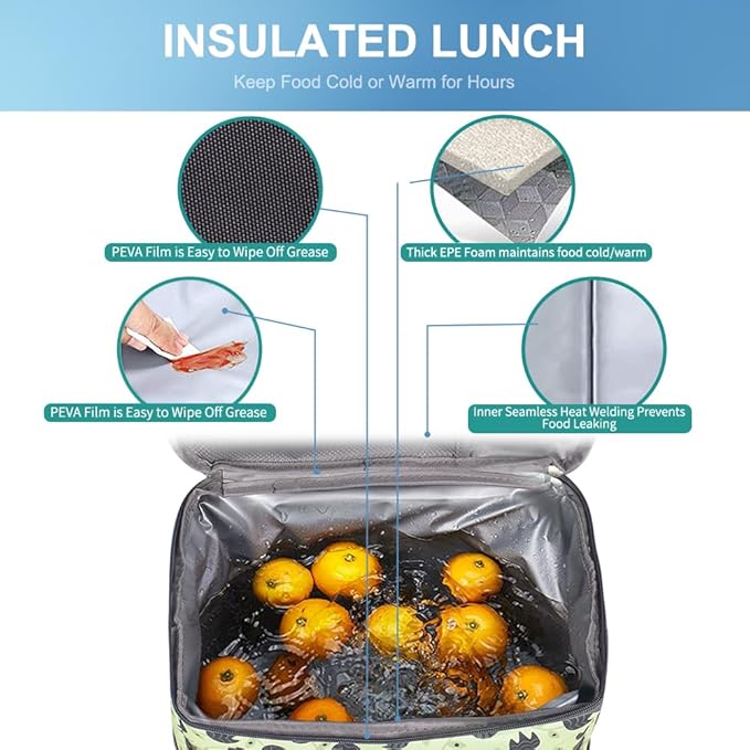 Iknoe Large Cooler Bag Collapsible 24 Can Insulated Bags Leakproof Lunch Cooler Tote with Multi-Pockets for Adult Insulated Thermal Bag for Beach, Picnic, Office Work(Leaf)