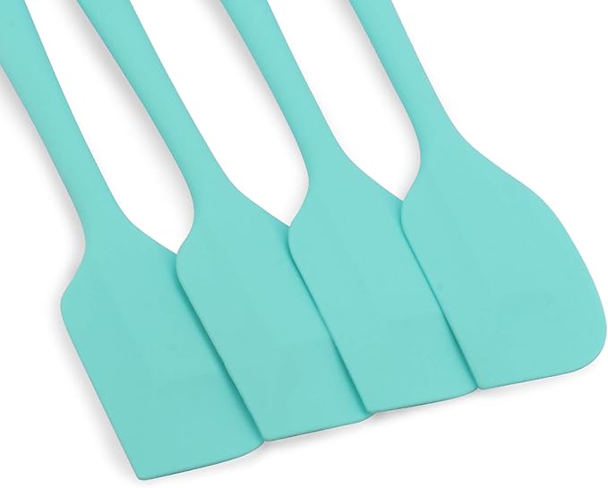 Silicone Spatula 4-piece Set, Heat-Resistant Non-stick Rubber Spatulas with Stainless Steel Core, Light Blue