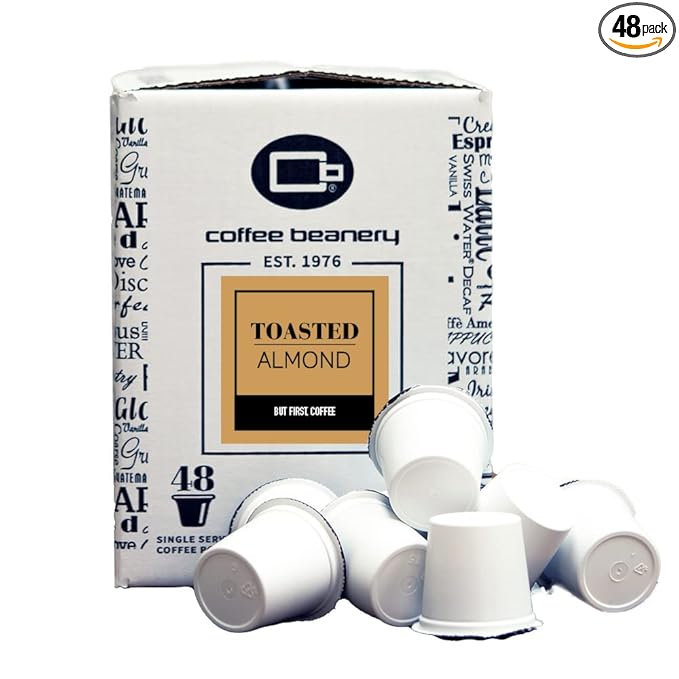 Toasted Almond Coffee Pods by Coffee Beanery | 48ct Bulk Medium Roast Arbica Coffee