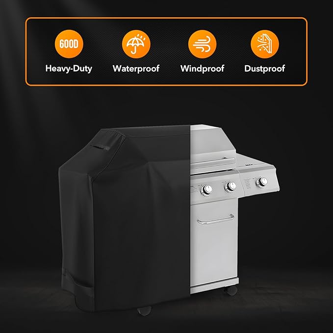 Heavy Duty 600D Polyester 54-inches Cover Compatible with All Monument 4-Burner Grills Mesa 400, 25392, 24633, 35633, 24367, 41847NG Grills, Water Resistant Outdoor Cover, All Weather Protection