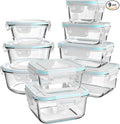 Glass Food Storage Containers with Lids, [18 Piece] Glass Meal Prep Containers, Containers for Food Storage with Lids, BPA Free & Leak Proof (9 Lid & 9 Container)