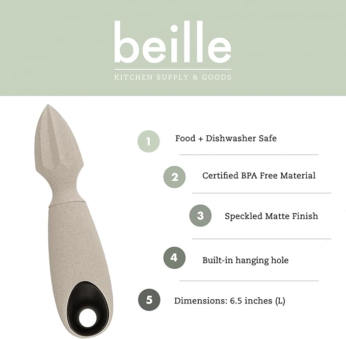 Beille Handheld Lemon Squeezer Citrus Reamer Wheat Straw Kitchen Gadgets, 6.5 in