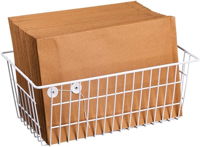 SANNO Freezer Baskets Wire Storage Baskets Closet Baskets Bin Farmhouse Organizer Storage Bins Organization Storage for Home, Office, Bathroom, Pantry -Set of 2, 15.7" White-2P