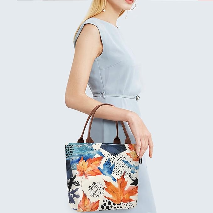 Gloppie Insulated Lunch Tote for Women | 9L Leakproof Cooler Bag with Maple Leaf Design | Thermal Work Lunch Bag for Office, Picnic & Gym