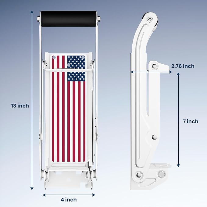 2025 New Auto-Eject Can Crusher with Trash Bag Organizer - Built-in Bottle Opener, Works for 8/12/16oz Cans, Wall-Mounted Recycling Tool (white-US flag)