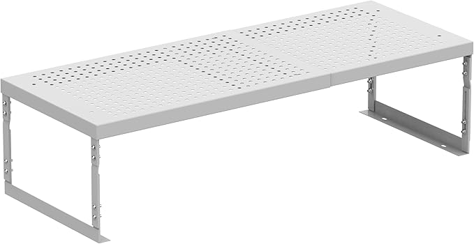 Stackable Expandable Metal Shelf Organizer - Adjustable Wire Storage Rack with Holes for Kitchen, Bathroom, Cabinet, Office - Space Saving, Durable & Sturdy Design（1PACK/Large/White