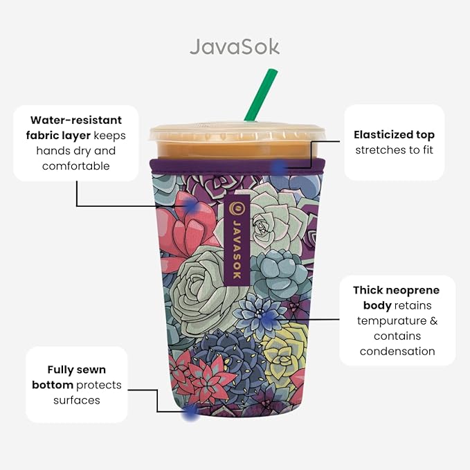 Sok It JavaSok Iced Coffee & Cold Soda Insulated Neoprene Cup Sleeve (Buffalo Check, XXLarge: 44-48oz)