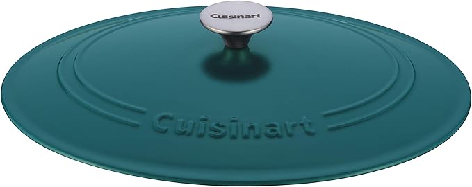 Cuisinart Chef's Classic Enameled Cast Iron Oval Covered Casserole (Teal, 7- Quart)