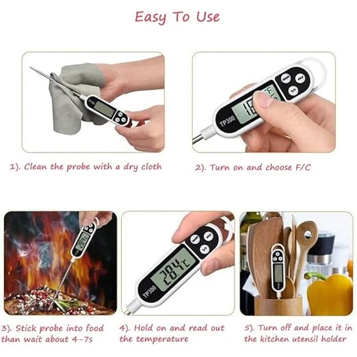 1pc Candy Thermometer Digital Instant Read for Meat Kitchen Cooking Food Oil Deep Fry BBQ Grill Smoker (1, 9.4in)
