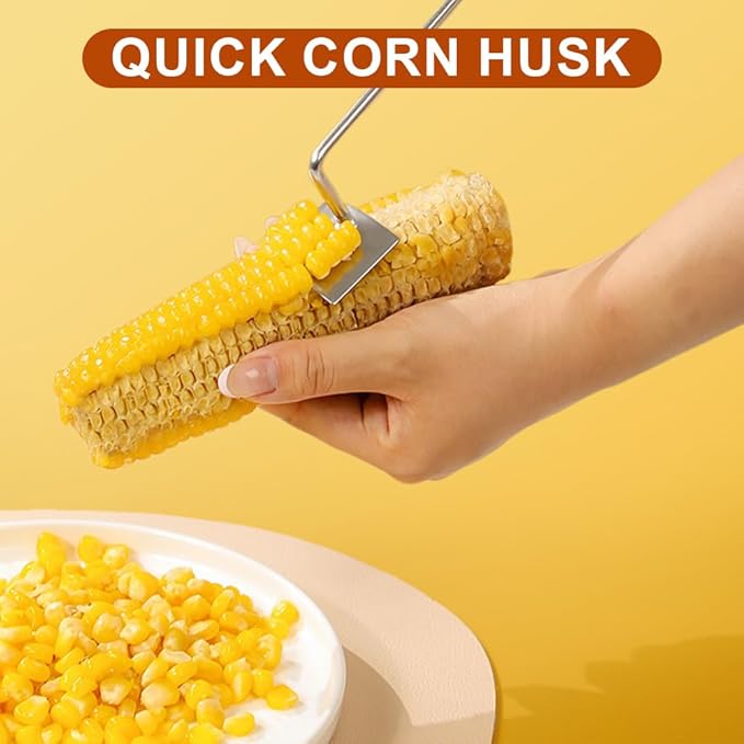 Easy Clean Corn Cob Peeler, 2024 New Corn Peeler for Corn On The Cob Corn Cob Stripper Corn on the Cob Remover, Stainless Steel Corn Stripping Tool for Home Kitchen, Restaurant Chef (1)