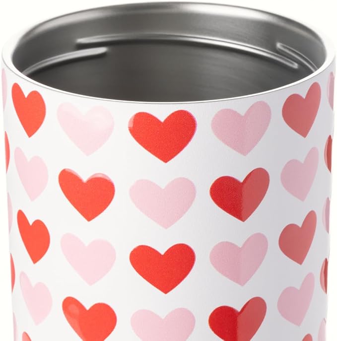 Simple Modern Valentine's Day Trek Pivot | 30oz Flip Straw Tumbler with Handle | Gifts for Her | Water Bottle & Boot | Interchangeable Straw & Chug Lids | Stainless Steel Jug | Hearts on White