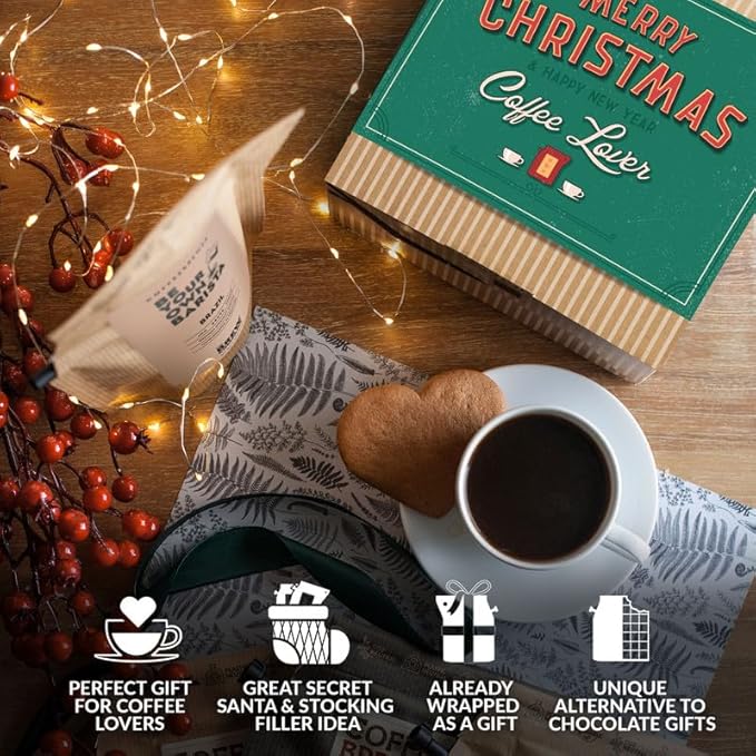 Christmas Coffee Gifts for Men & Women - 5 of the World's Finest Single Estate Specialty Coffees in Sampler Box for Coffee Lovers | Perfect Secret Santa Gift Set Idea with Unique Coffeebrewers