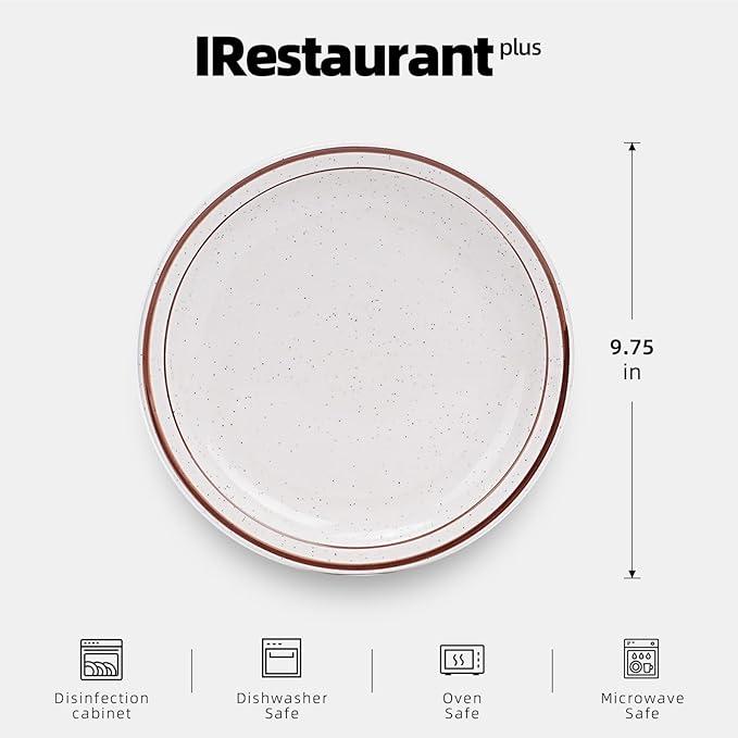 Stoneware Narrow Rim Commercial Grade Dinnerware Brown Speckle, Plate 9 5/8", Case of 24