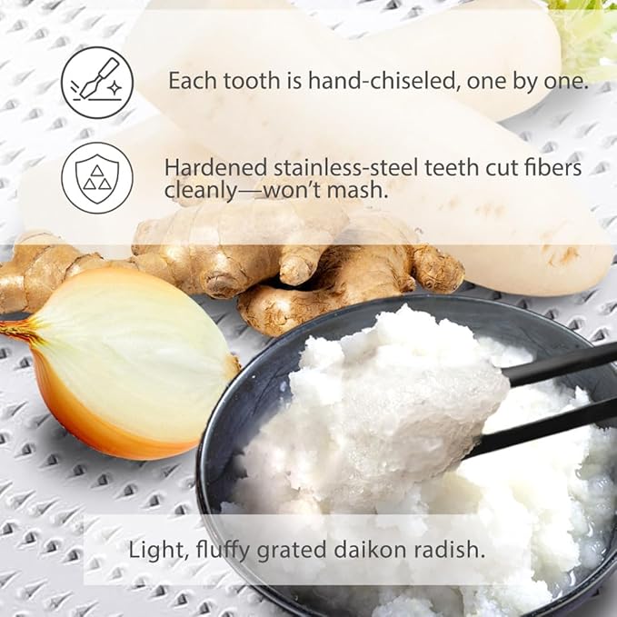 TIKUSAN Japanese Grater Oroshigane Slicer Stainless Steel Made in Japan for Radish Garlic Ginger Fruits and Root Vegetables (6.6"x11.8")