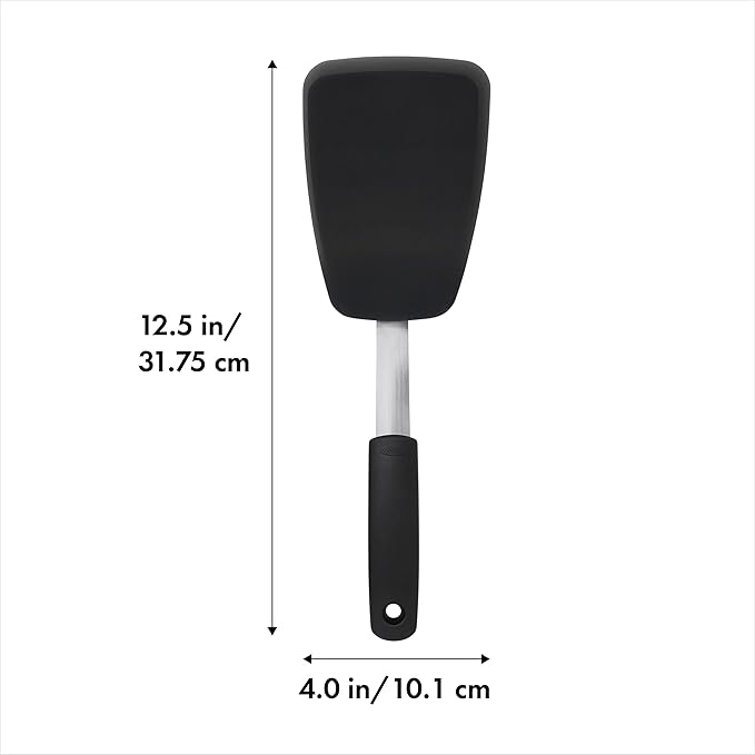 OXO Good Grips Large Silicone Flexible Turner & 65191 Good Grips Nylon Flexible Turner, Black