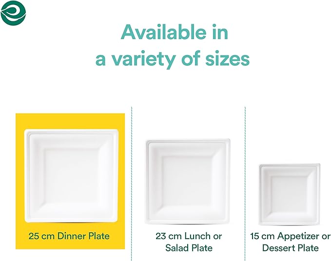 ECO SOUL Compostable Paper Plates 10 Inch (400 Count) Heavy Duty Disposable Dessert Plates, Eco-Friendly Sugarcane Bagasse Small Plates For Appetizer- White