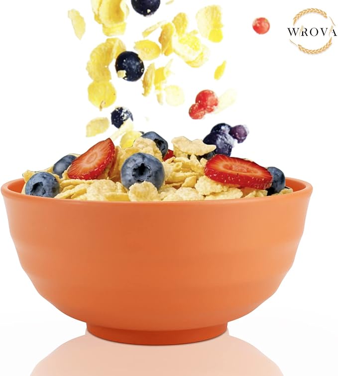 Wheat Straw Bowls Set 60 OZ Unbreakable Large Cereal Set of 6 - Microwave and Dishwasher Safe, Big for Camping and Party - BPA Free Soup Bowl for Serving Oatmeal and Salad - 6 Colors