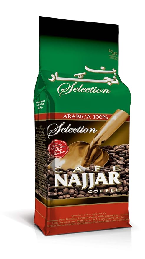 Café Najjar, Turkish Coffee with Cardamom, 450 Gr, 100% Arabica Coffee Beans, Ground Coffee, Dark Roast, Lebanese Coffee, Arabic Coffee, Coffee Beverages, Works with Turkish Coffee Machine. (1)