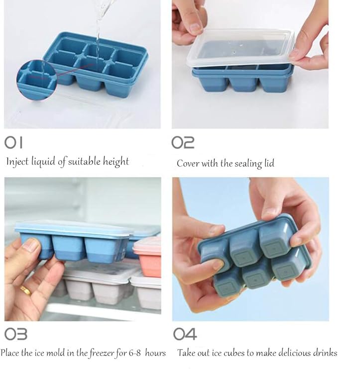 Ice Cube Trays for Freezer 3 Pack - Mini Ice Cube Trays with Lid & Easy-Release Silicone Bottom, Stackable Small Ice Cube Molds for Mini Fridge/Travel/Dorm Freezer