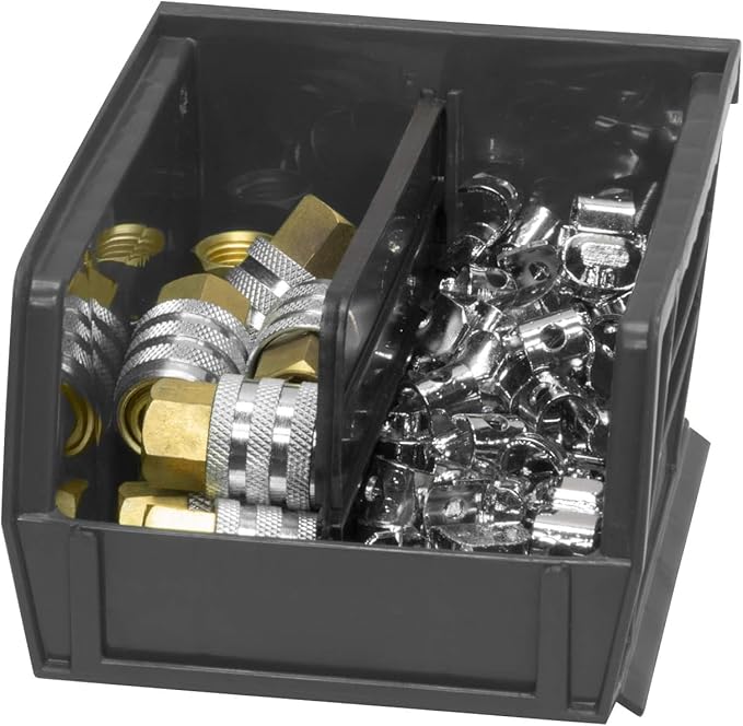 Akro-Mils 30210 AkroBins Plastic Storage Bins, Space-Saving Stackable Bins for Garage, Pantry, Craft Organization, 5-" x 4-" x 3-", Black, 24-Pack