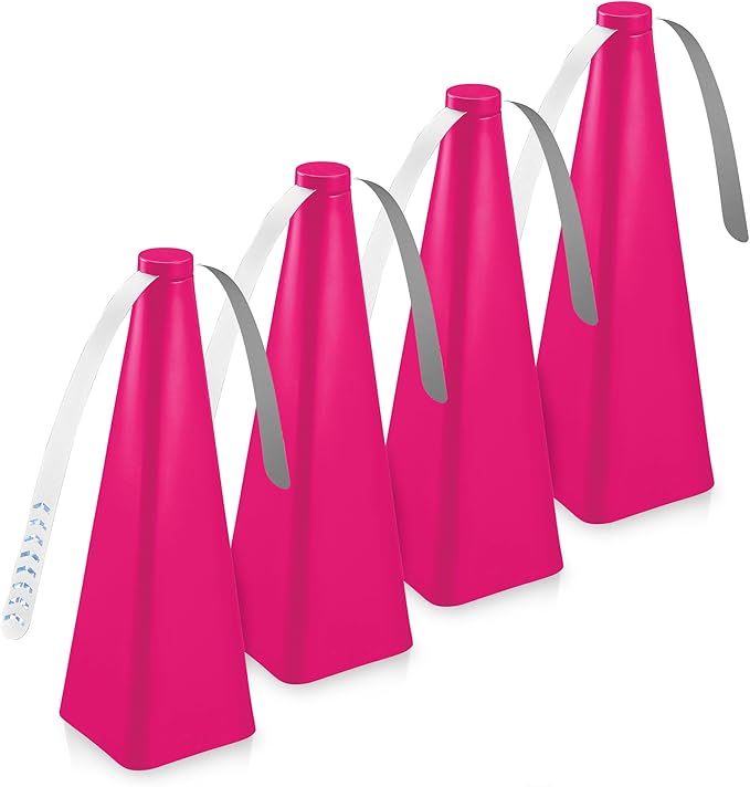 Treva Chemical Free Bug Fan, Fly Deterrent with Holographic Blades to Clear Bugs, Mosquitoes, and Flies, Battery Powered Fly Fan, Pink (4 Pack)