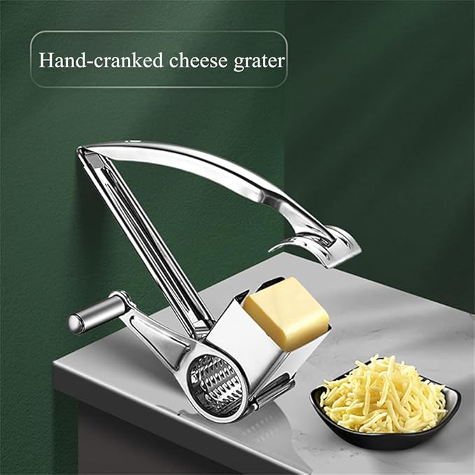 Kitchen Tools Hand Crank Shredder Butter Cheese Grater, Stainless Steel Rotary Grater Handheld Rotary Cheese Grater with 4 Stainless Drum