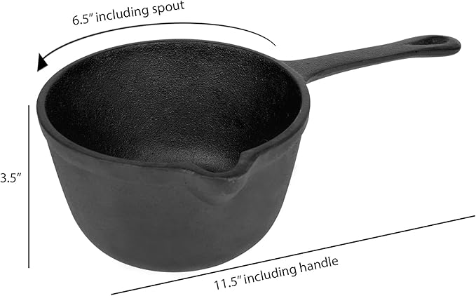 Jim Beam JB0204 Pre-Seasoned Heavy Duty Construction Cast Iron Basting Pot for Grilling and Oven, Large, Black