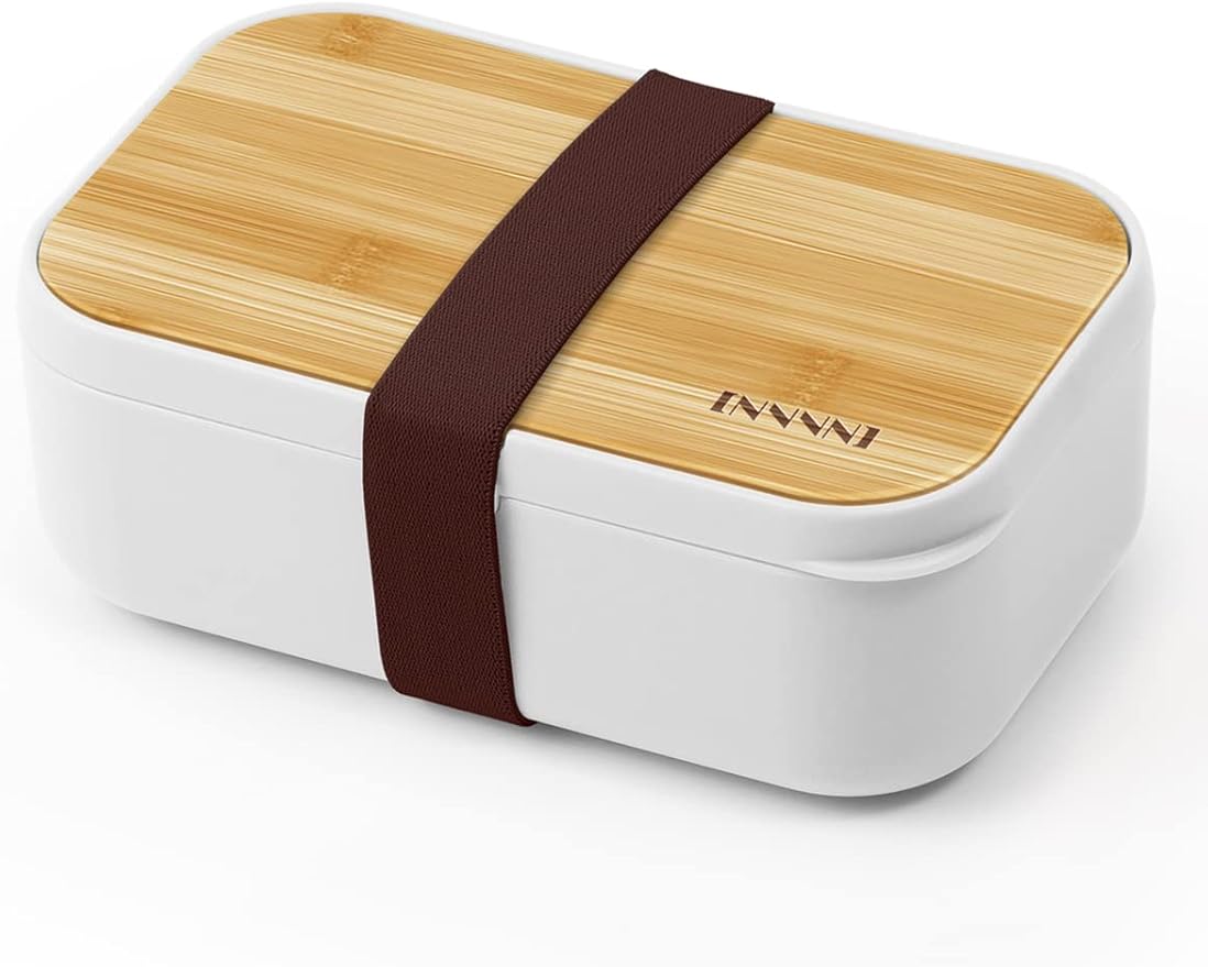 Bento Box Adult Lunch Box Containers - Japanese, Natural Bamboo Lid, Microwave safe, Dishwasher Safe, Small, Bpa free, Women, Cutlery & Chopsticks