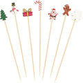 500 Pieces Christmas Cocktail Picks Bamboo Sticks Long Toothpicks for Appetizers for Drinks 4.7 Inch Bamboo Skewers for Appetizers Charcuterie Boards Accessories