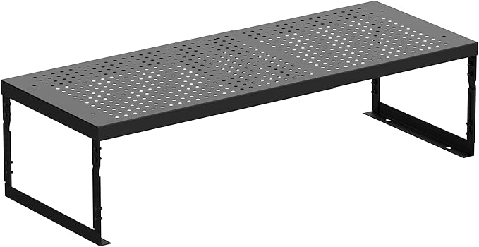 Stackable Expandable Metal Shelf Organizer - Adjustable Wire Storage Rack with Holes for Kitchen, Bathroom, Cabinet, Office - Space Saving, Durable & Sturdy Design（1PACK/Large/Black