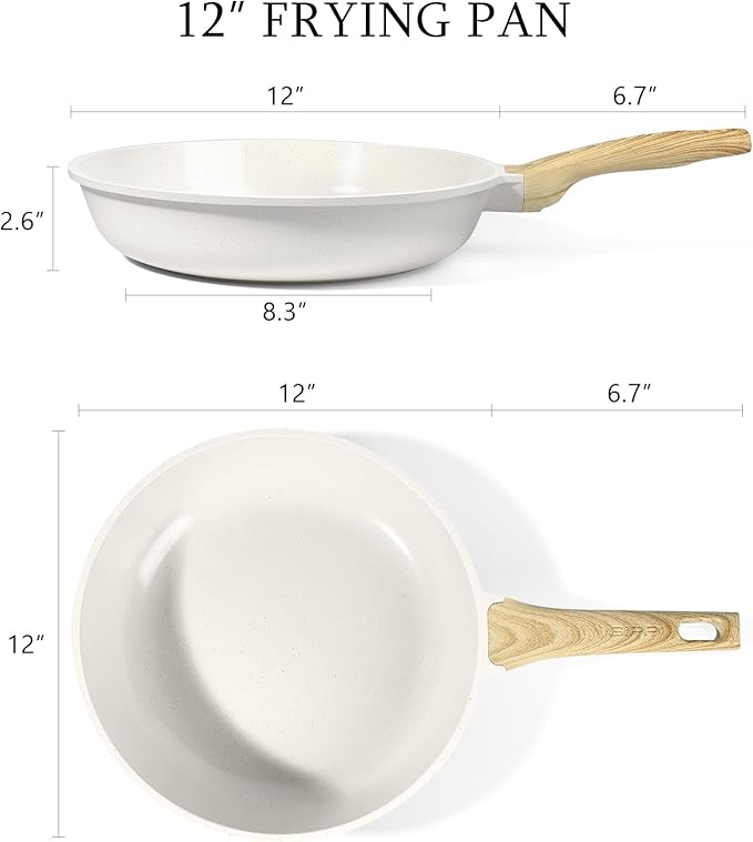 GiPP Ceramic Nonstick Frying Pan - 12 Inch Healthy Non-Toxic Non Stick Skillet Omelette Pans, Induction Compatible Chef Pan, PFAS & PFOA-Free, Dishwasher Safe, Stay Cool Handles