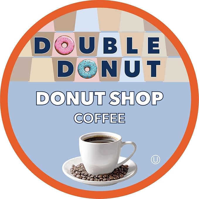 Double Donut Coffee Donut Shop Flavored Coffee Pods, Medium Roast Blend Coffee, Compatible with Keurig K Cup Brewer Machines, 20 Count (Pack of 1)