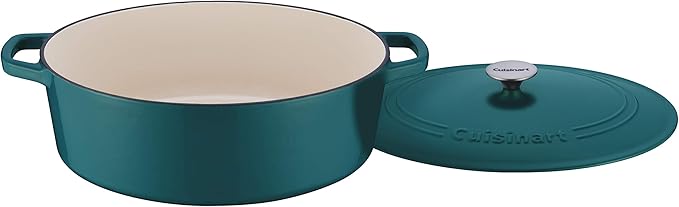 Cuisinart Chef's Classic Enameled Cast Iron Oval Covered Casserole (Teal, 7- Quart)
