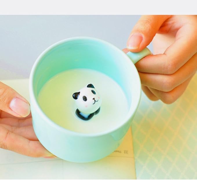 ZaH 3D Mug Animal Inside Cup Cartoon Ceramics Figurine Teacup Christmas Birthday Gift for Boys Girls Kids Women Men Coffee Mug (8 oz Rabbit)