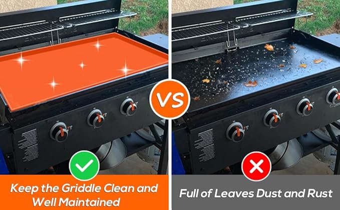 Silicone Griddle Mat, Grill Cover for Blackstone 36 Inch Griddle - Heavy Duty Food Grade Silicone Mat, Thickened 36" Mat Protective Cover Grilling Accessory for Black Stone - Orange
