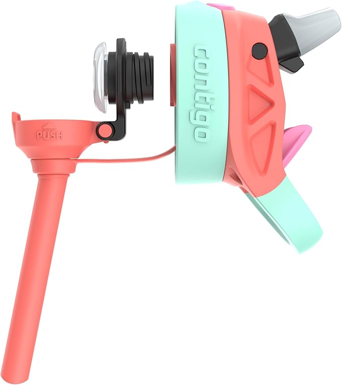 Contigo Autospout Kids Water Bottle, 14oz, Pack of 1, Coral/Llamas