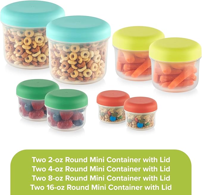 Snapware Meal Prep 16-Pc Plastic Mini Kit with Lids, 16-Oz, 8-Oz, 4-Oz, and 2-Oz Round Salad Dressing Container Set, Non-Toxic, BPA-Free Lid Plastic Cups, Microwave, Dishwasher, and Freezer Safe