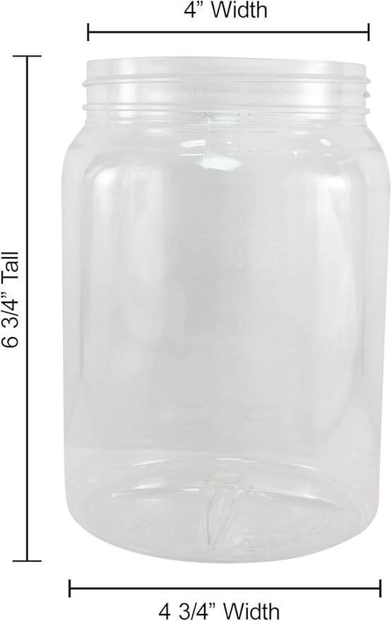 Pinnacle Mercantile 1 Gallon Plastic Jars with Screw on Lined Lids 24 Pack Wide Mouth Food Storage Containers