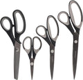 BambooMN Titanium Softgrip Scissors Set - Pinking, Sewing, Arts, Crafts, Office - 10 Sets of 4 - Black w/Grey Inlays