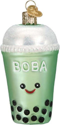 Old World Christmas Boba Tea Glass Blown Ornament for Christmas Tree, Handcrafted Holiday Decoration, Tea Collection