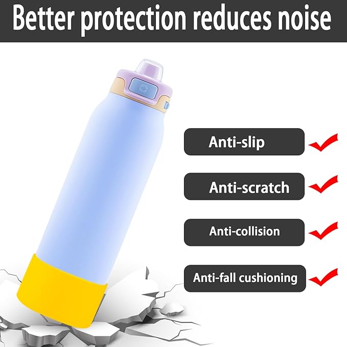2 PCS Silicone Bottom for Ello Pop 32 OZ Water Bottle, Water Boot for Ello Pop,Avoid Scratches and Noise (Yellow, 320z)